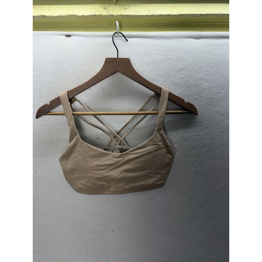 Lululemon Free To Be Bra Wild Women 6 Tan Strappy Yoga Sports Bra 3505